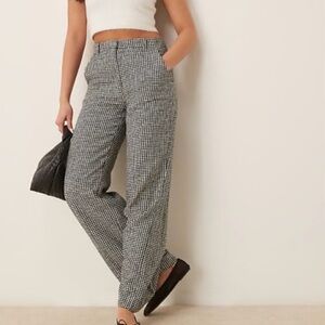 High-Rise Gingham Wide-Leg Linen Trouser